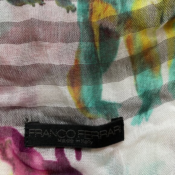 Franco Ferrari Monkey & Stripe Modal Scarf – Made in Italy – 74" x 56" - Picture 4 of 4